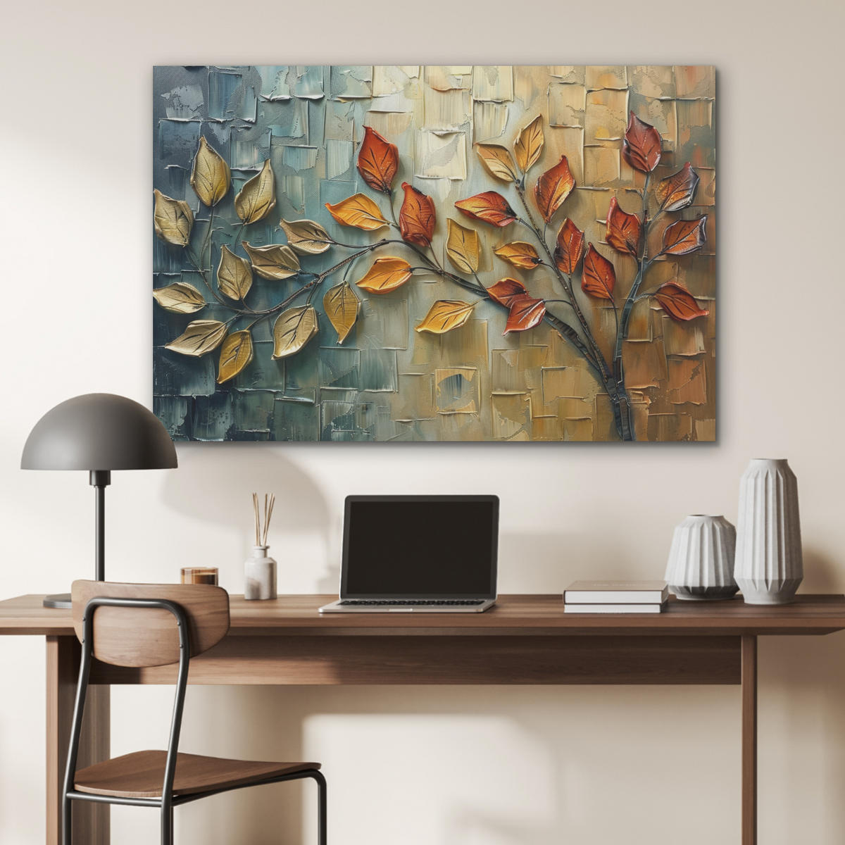 AKUSTIKBILD Baum - Abstrakt - Natur - Kunst Akustikpaneele 90x60 cm - Goldfarben, Kunststoff (90/60/0.9cm) - MuchoWow
