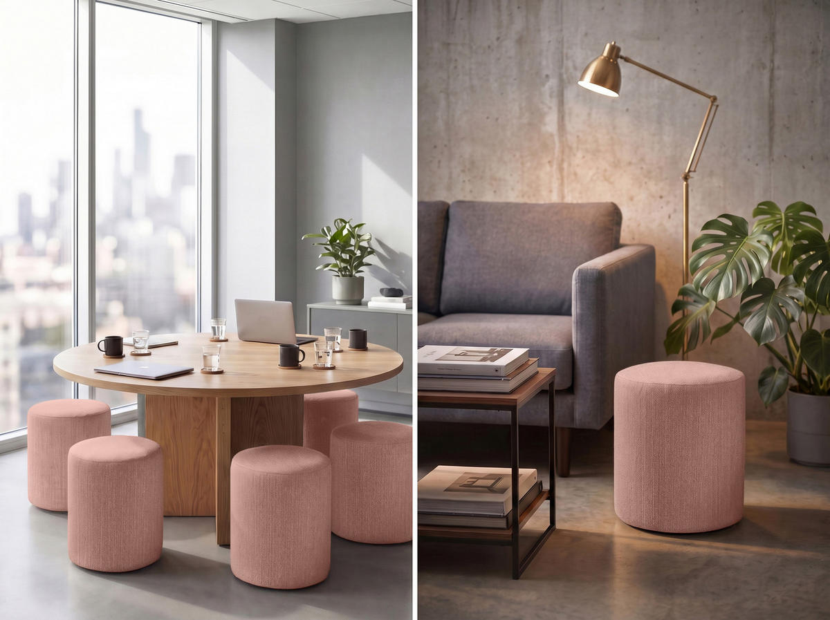 HOCKER M22 Flamingo 41/45/41 cm rund - Altrosa, Holzwerkstoff (41/45/41cm) - Livojo