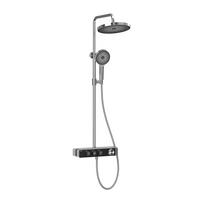 ÜBERKOPFBRAUSESET mit Thermostat Runde Überkopfbrause Vielseitig Chrom - Chromfarben, Metall (35.5/119/40cm) - EMKE