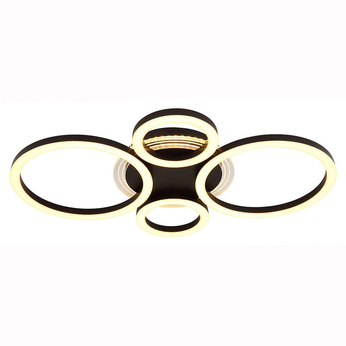 DECKENLEUCHTE LORETTA, LED, Metall, Schwarz, Ring 53 cm - Schwarz, Metall (53/35.5/6.1cm) - Globo Lighting