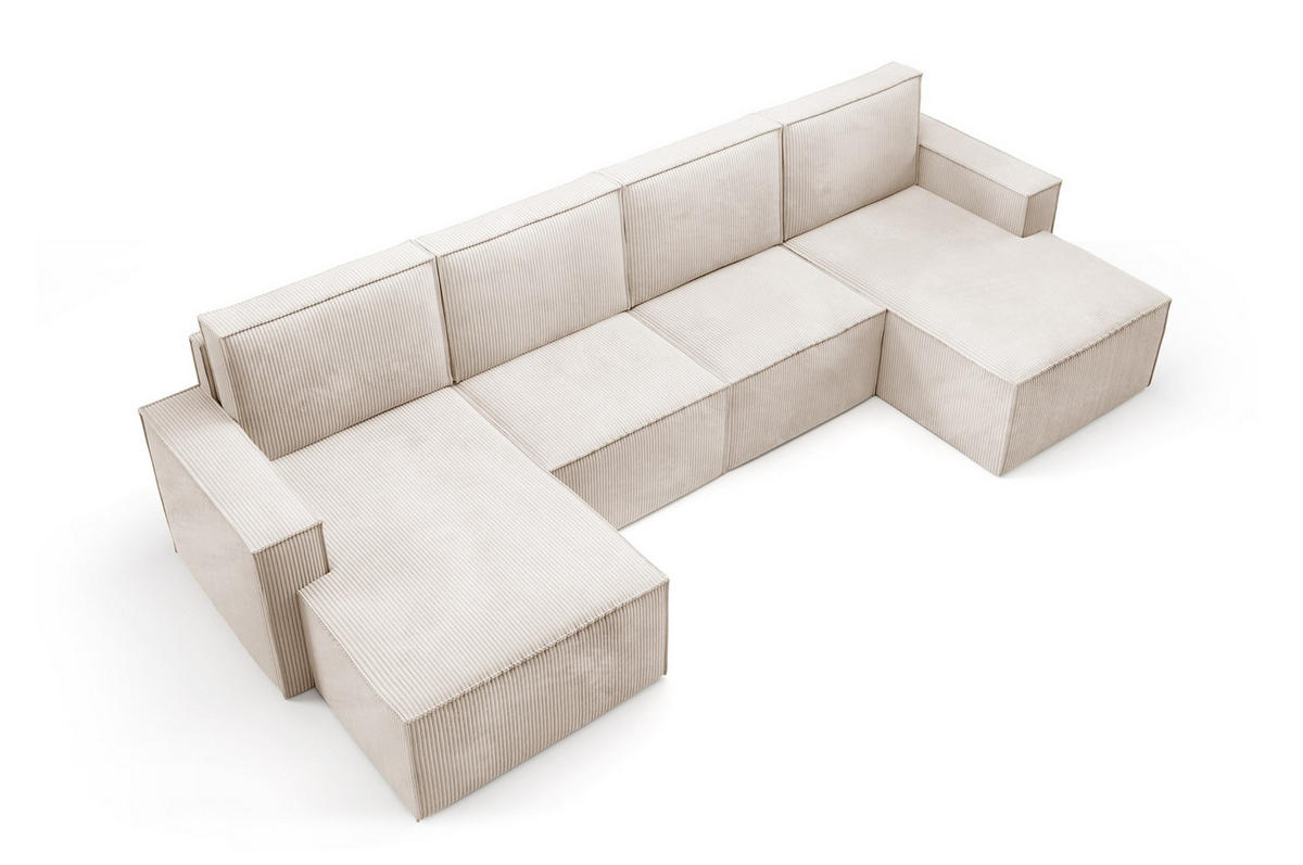 WOHNLANDSHAFT Orto Beige - Beige, Holzwerkstoff/Textil (320/93/142cm) - Bettso