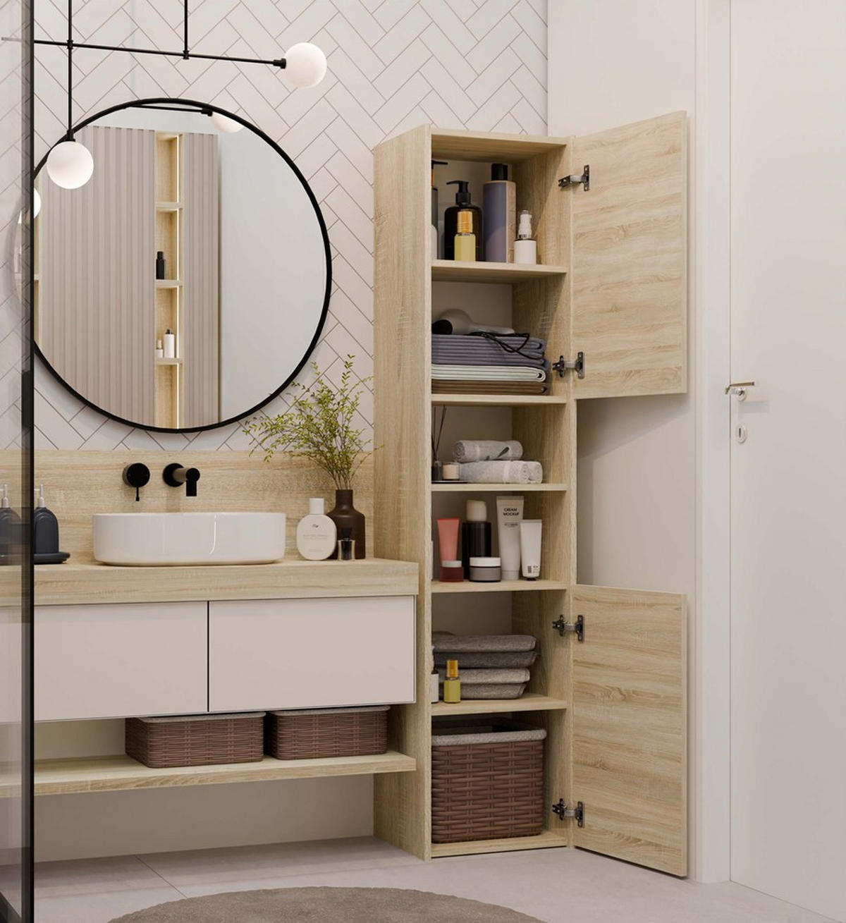 KOUZELNÍ SKŘÍŇKA Sonoma 40/170/30 - Sonoma dub, kompozitní dřevo (40/170/30cm) - RAUMHIRSCH FURNITURE