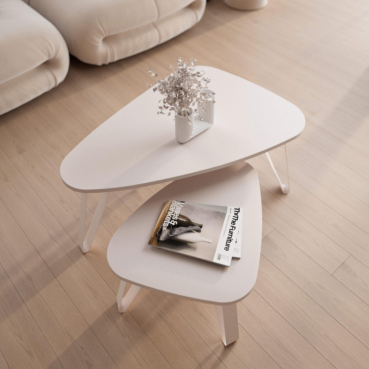 SATZTISCH NOA Stahlgestell, Freiform, Kaschmir - Kaschmir, Holzwerkstoff/Metall (94/60/42cm) - Idohome