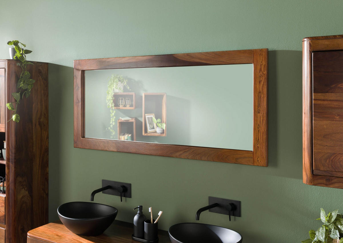 SPIEGEL Sheesham 145x3x65 walnuss lackiert TORONTO #313 - Dunkelbraun, Holz (145/65/3cm) - Massivmoebel24