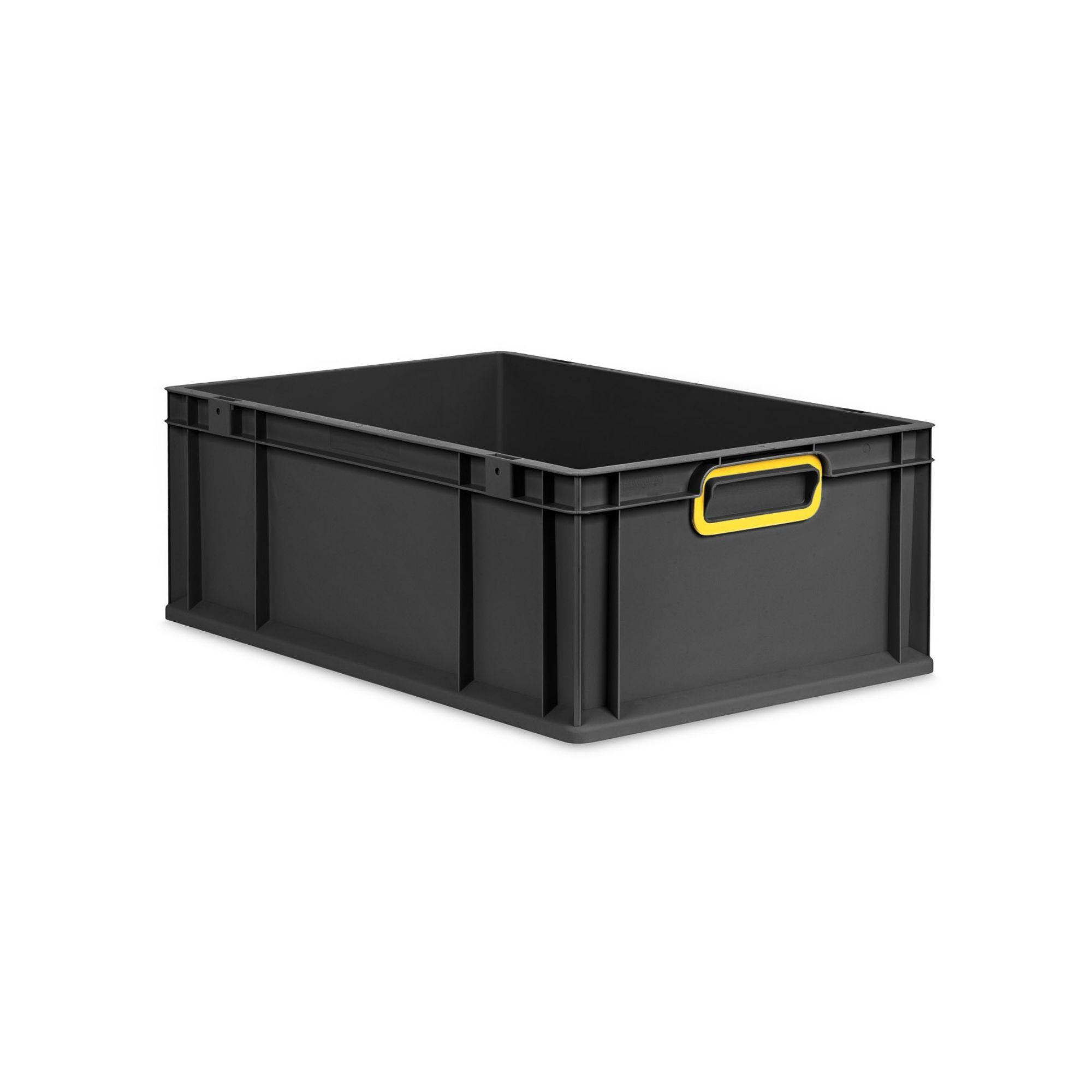 EUROBOX NextGen Color 22x40x60 cm 44 Liter Griffe gelb zu, Schwarz - Gelb/Schwarz, Kunststoff (40/22/60cm) - PROREGAL