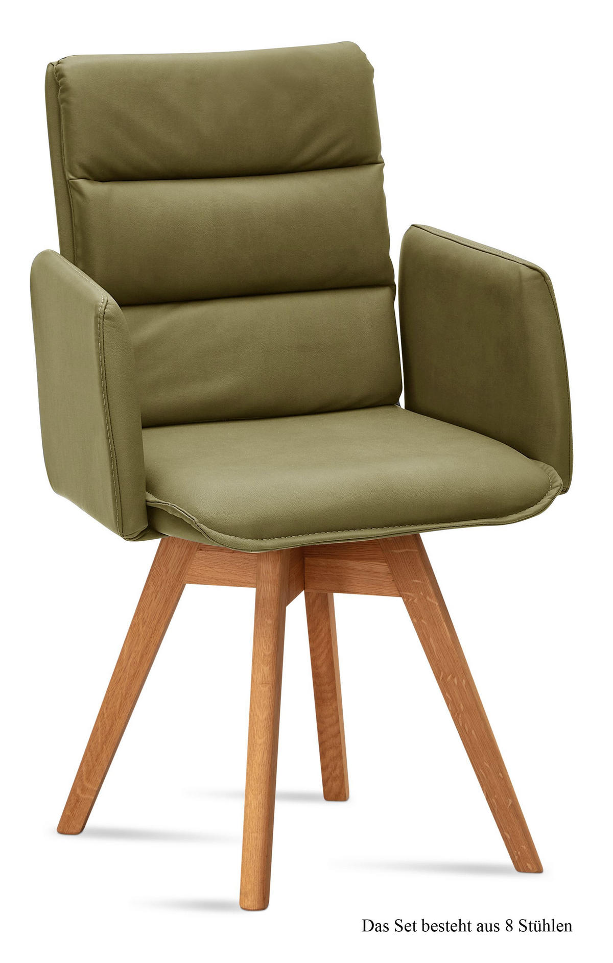 ARMLEHNSTUHL drehbar (8er-Set) Dorri 52x92x60 Eiche geölt/Olivgrün - Eichefarben/Olivgrün, Kunststoff (60/92/52cm) - 58aufmkessel