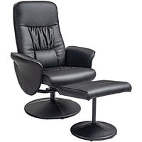 RELAXSESSEL 76/81/101 cm in Schwarz mit Hocker und Liegefunktion - Schwarz, Metall (81/101/76cm) - Flora Grace