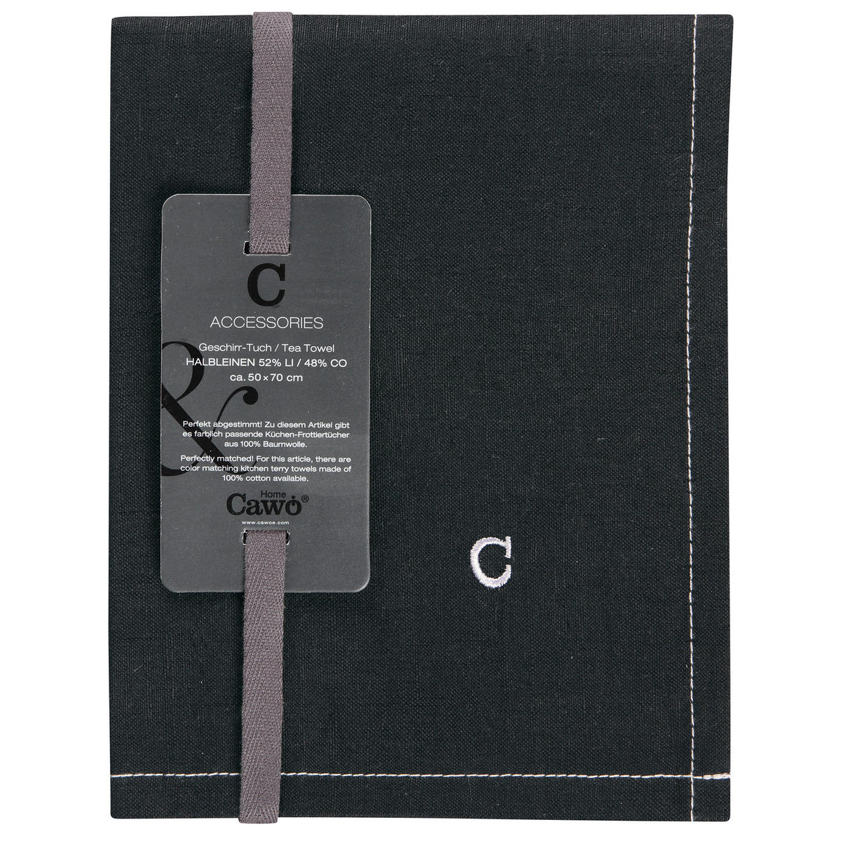 GESCHIRRTÜCHER CUISINE ZOOM UNI 124 SCHWARZ - 906 - Schwarz, Textil (50/70cm) - Cawö