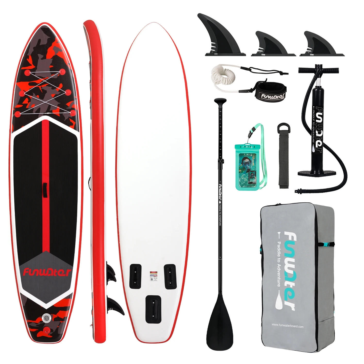 STAND-UP PADDLE BOARD FW32A 350X84X15CM - Rot/Schwarz, Kunststoff (84/350cm) - Kaket