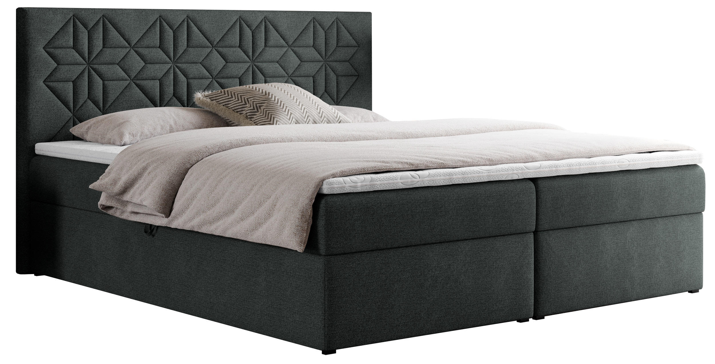 BOXBETT LEILA 160/200 Dunkelgrau Struktur - H3 - Dunkelgrau, Holz/Textil (160/200cm) - MKS
