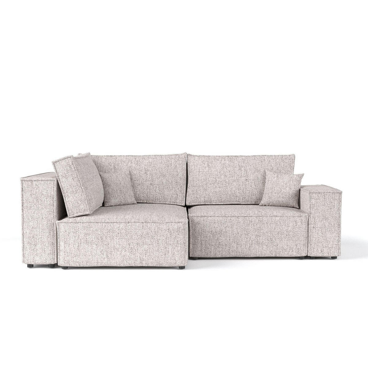 ECKSOFA AVION mit Schlaffunktion Beige im Neve Stoff - Beige/Schwarz, Holz/Holzwerkstoff (253/148cm) - AltaBeds