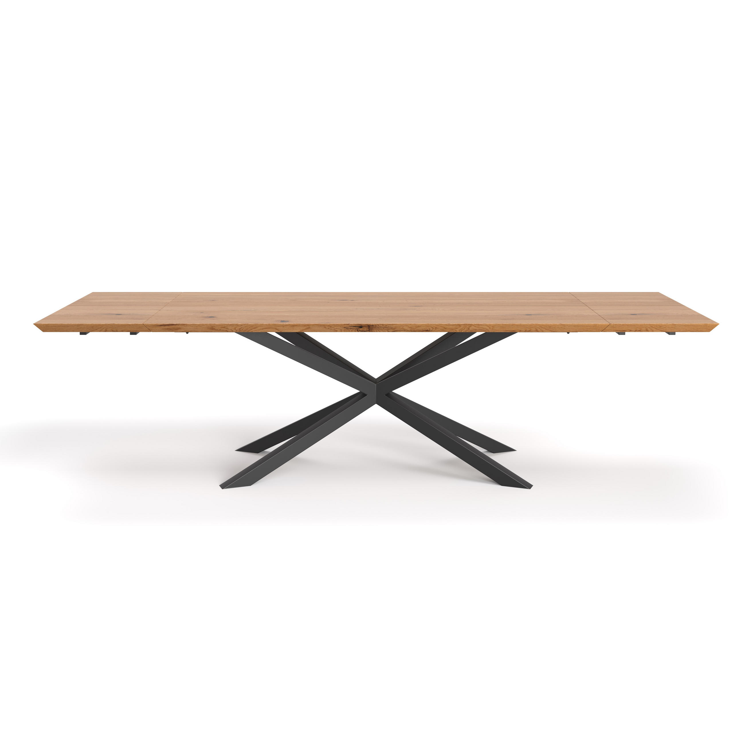 TISCH Ausziehbar Lumina aus massivem Eichenholz 220x100cm + Tischverlängerung 1x50 cm - Eichefarben/Schwarz, Holz/Metall (220/100/75cm) - Danzz