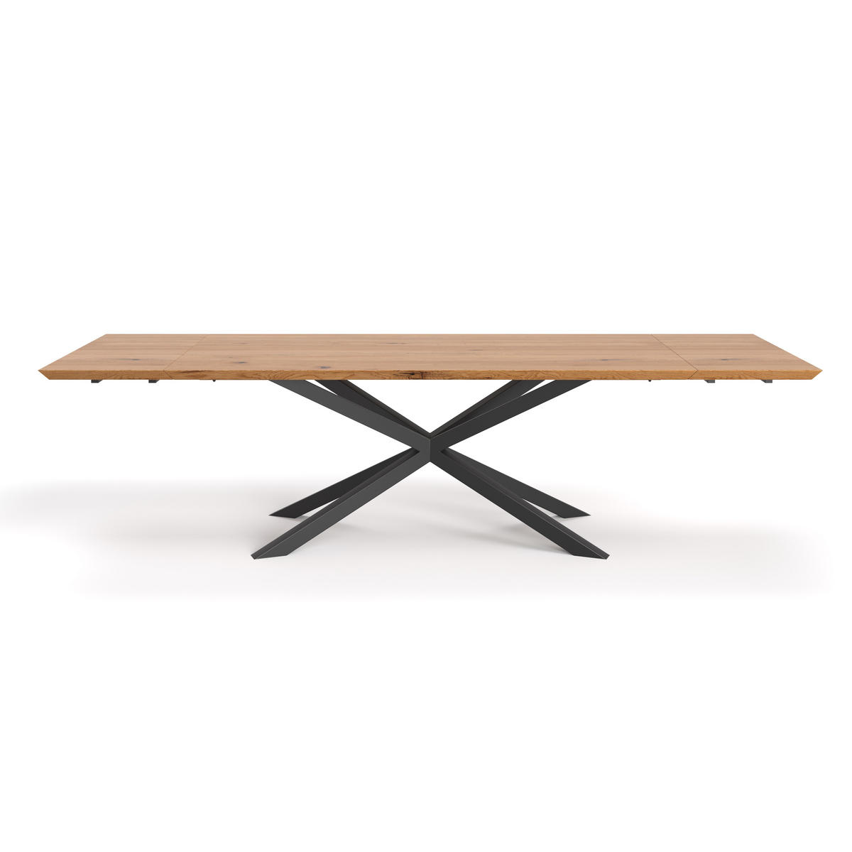 TISCH Ausziehbar Lumina aus massivem Eichenholz 200x90 cm + Tischverlängerungen 2x50 cm - Eichefarben/Schwarz, Holz/Metall (200/90/75cm) - Danzz