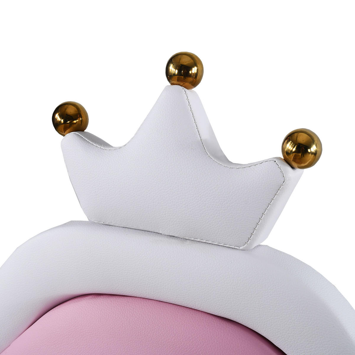 KINDERBETT 90/200 cm Weiß/Pink mit Kronenleiste aus Kunstleder - Weiß, Textil (90/200cm) - OKWISH