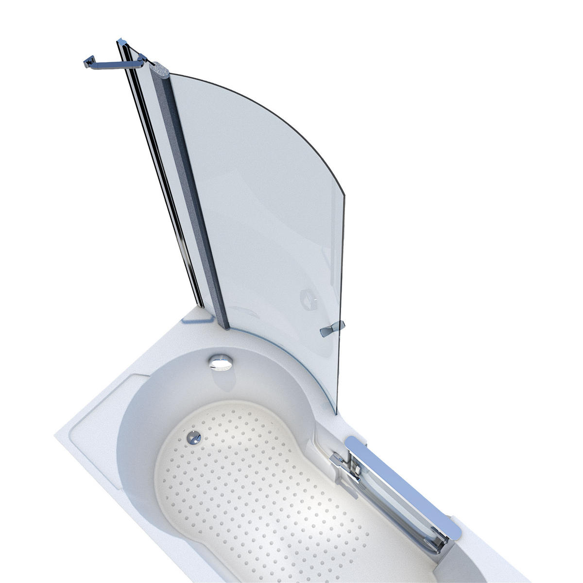 SENIORENDUSCHE S12D-L Weiß - Weiß, Glas/Kunststoff (170/85/200cm) - AcquaVapore by Sandra Jentho