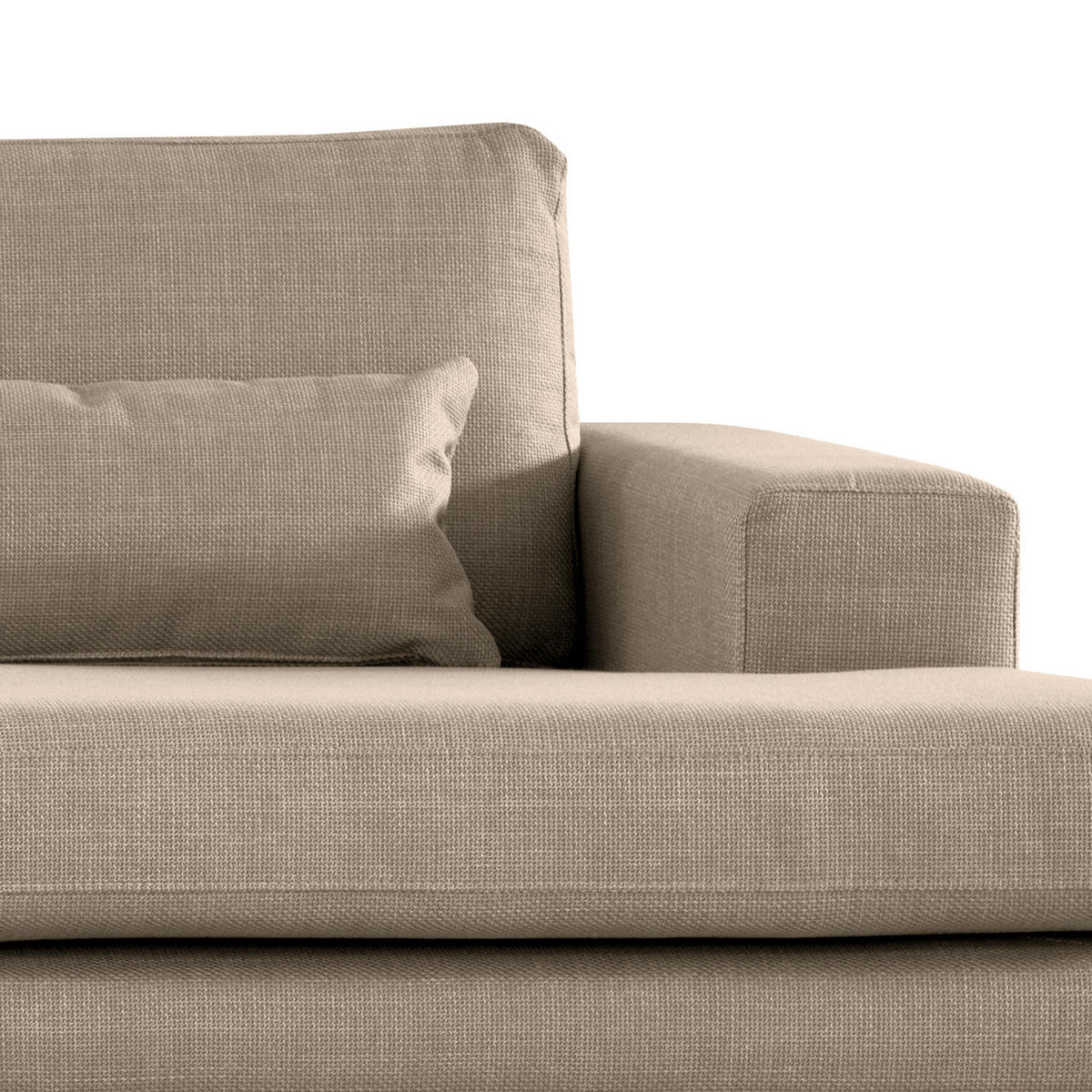 ECKSOFA mit Longchair - Taupe/Buchefarben, Buchenholz/Textil (281/153cm) - home24