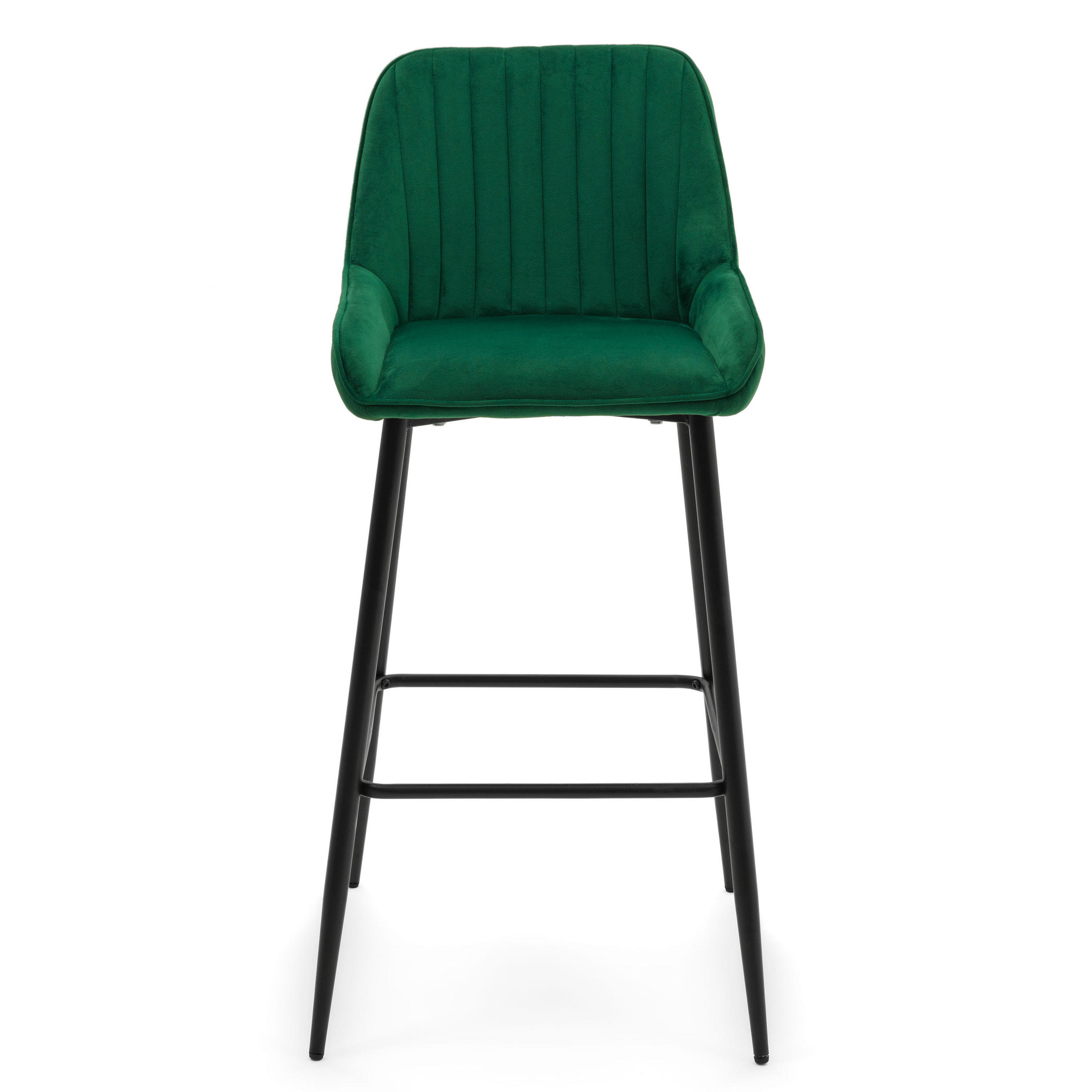 BARHOCKER PASSO gepolstert mit Steppung - grün - Samt Velours - Schwarz/Grün, Metall (50/102/55cm) - NEW HOME