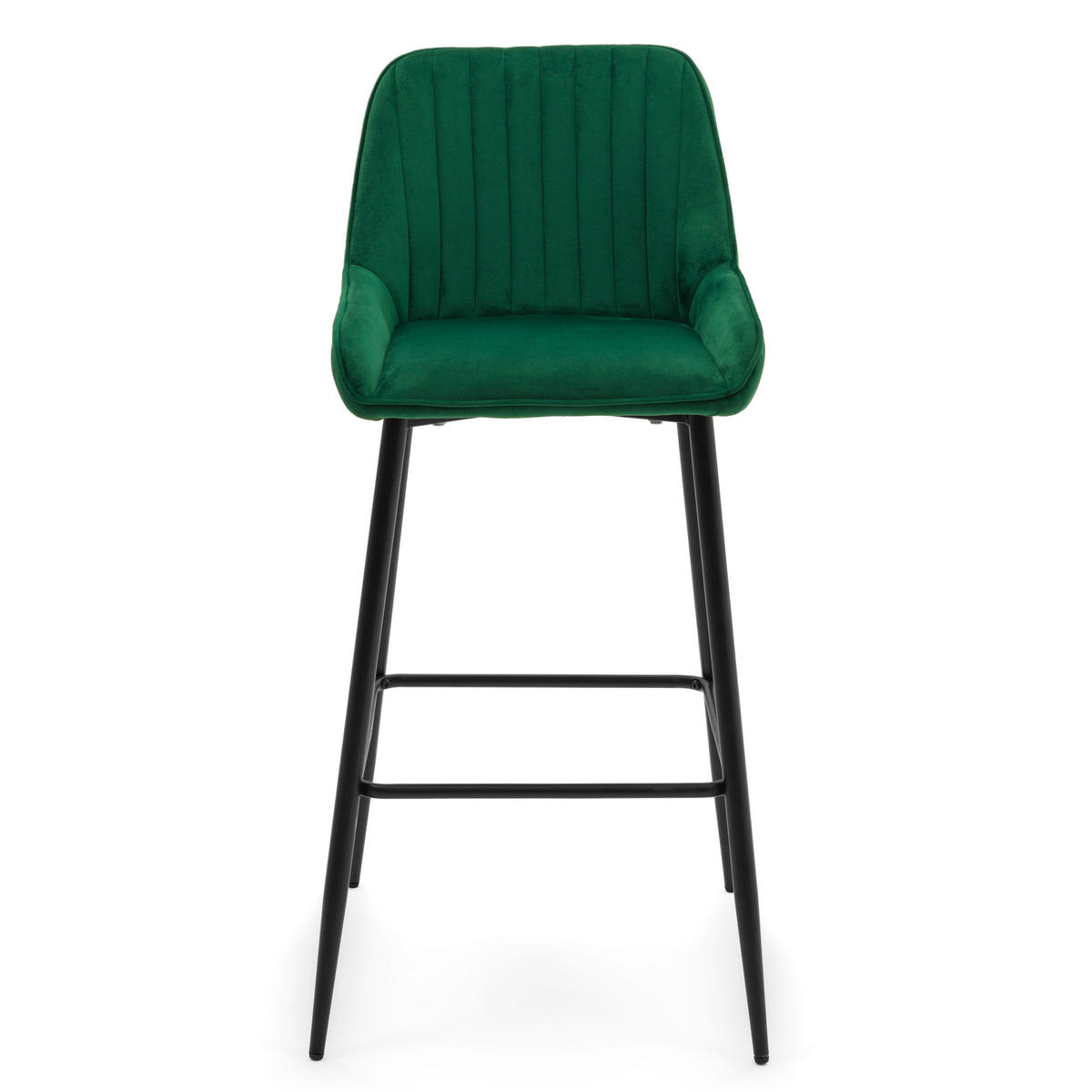BARHOCKER PASSO gepolstert mit Steppung - grün - Samt Velours - Schwarz/Grün, Metall (50/102/55cm) - NEW HOME