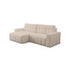 ECKSOFA Masina Hellbeige, Schlafsofa aus Veloursstoff - Creme, Holzwerkstoff (245/143cm) - Bettso