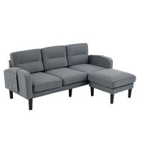 ECKSOFA 204/136/80 cm Grau mit Chaiselongue und Aufbewahrungstasche - Grau, Textil (204/136cm) - Oxeza