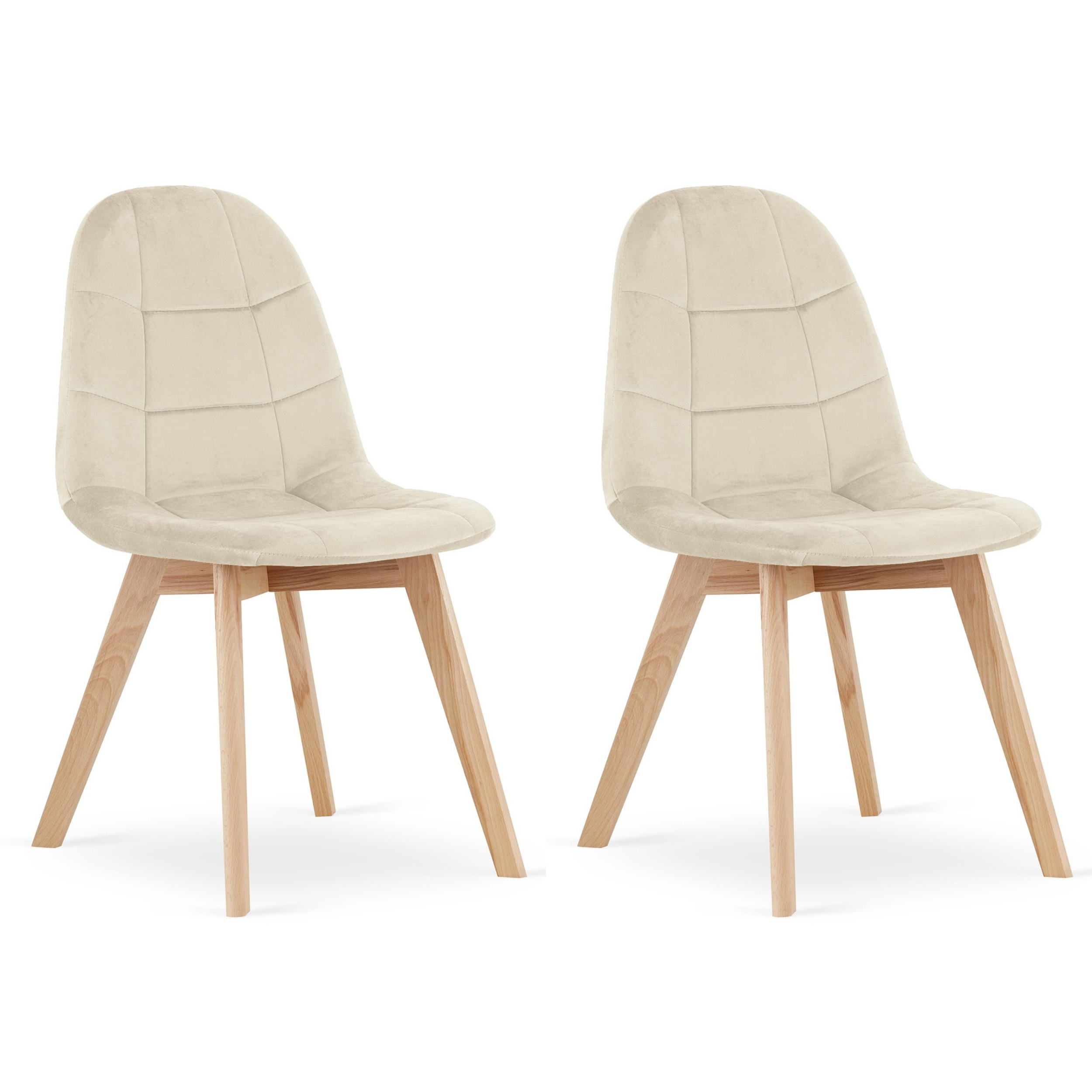 STUHL SORANO 2-er Set, Beige, mit Samtstoff gepolstert - Beige, Holz/Textil (45/82/54cm) - Komodee
