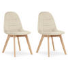 STUHL SORANO 2-er Set, Beige, mit Samtstoff gepolstert - Beige, Holz/Textil (45/82/54cm) - Komodee