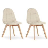 STUHL SORANO 2-er Set, Beige, mit Samtstoff gepolstert - Beige, Holz/Textil (45/82/54cm) - Komodee