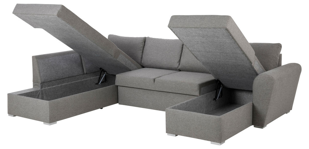 SCHLAFSOFA hellgrau - Grau, Holzwerkstoff (296/85/202cm) - ebuy24