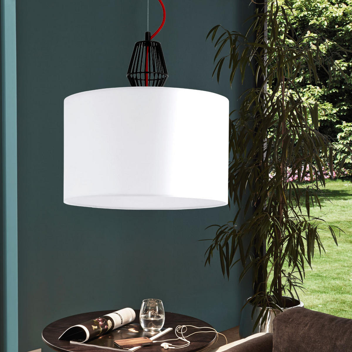 LED HÄNGELEUCHTE Metall Textil Weiß - Weiß, Metall (35.5/35.5/22cm)