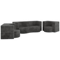 SITZGARNITUR SANOA 2+1+1 - Grau Cord - Grau, Textil (200/68/100cm) - MKS