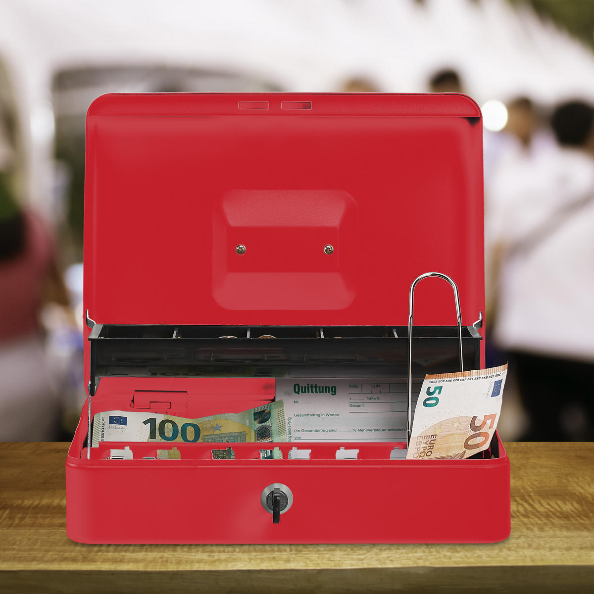 GELDKASSETTE - Rot, Kunststoff/Metall (30.5/8.5/24.5cm) - Relaxdays