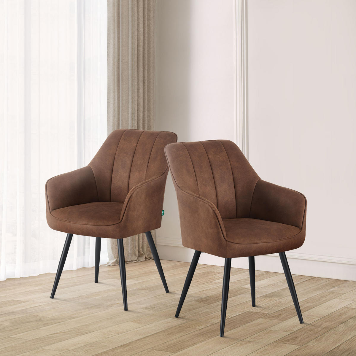 ESSZIMMERSTUHL THOMAS-AMIE 2er-Set 4-Fuss-Gestell - Braun, Textil (57/85/62cm) - DUBI Möbel