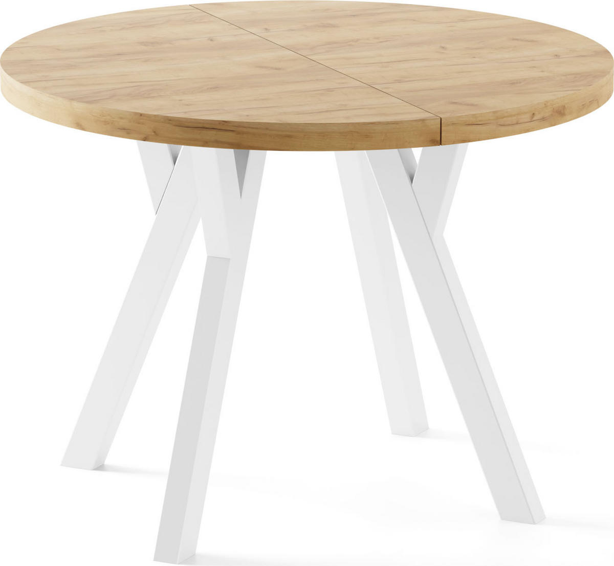 ESSTISCH Twixy XXL groß rund oval ausziehbar, Eiche Hell Braun 100-300/100/76 cm - Eiche Wotan/Weiß, Holz/Holzwerkstoff (100/100/76cm) - WFL GROUP