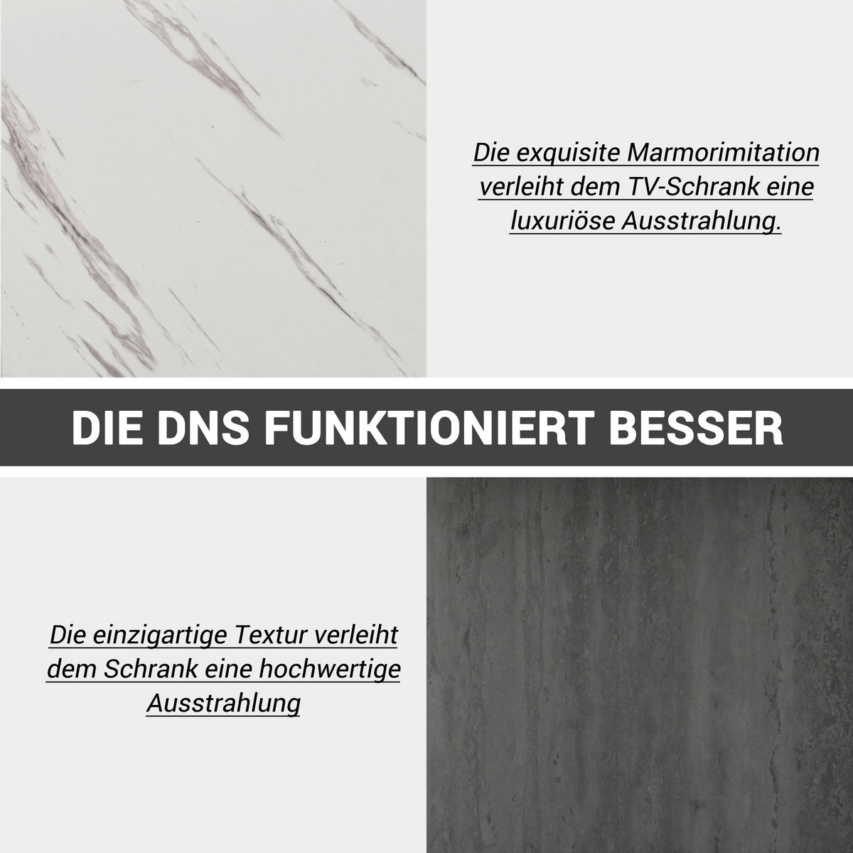 TV-SCHRANK 160cm Deluxe 70" TV Marmor Grau Push-to-Open - Grau, Holzwerkstoff (40/38.5/160cm) - FLIEKS