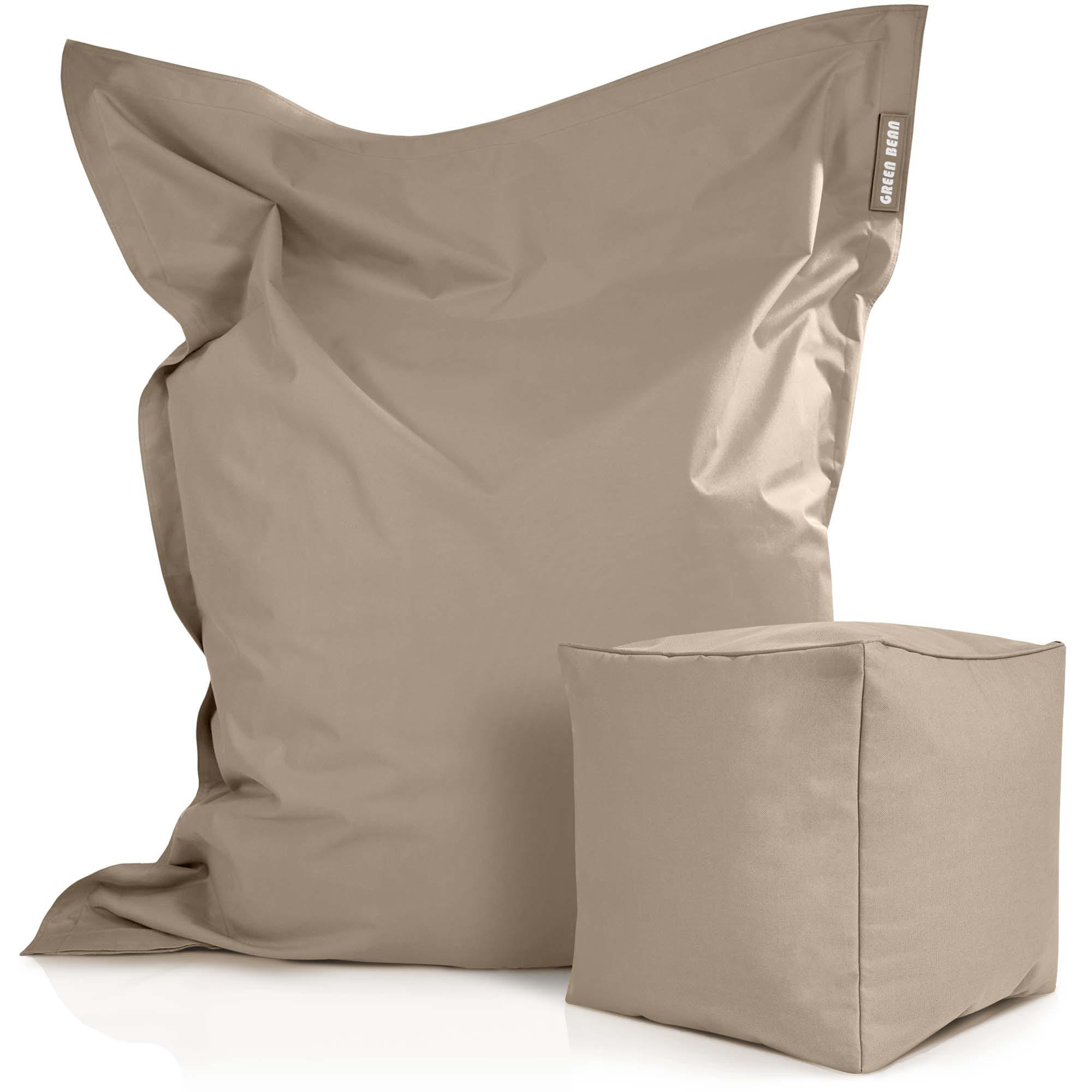XXL-SITZSACK + Pouf 2er Set - 140x180cm - Taupe, Textil (140/25/180cm) - Green Bean