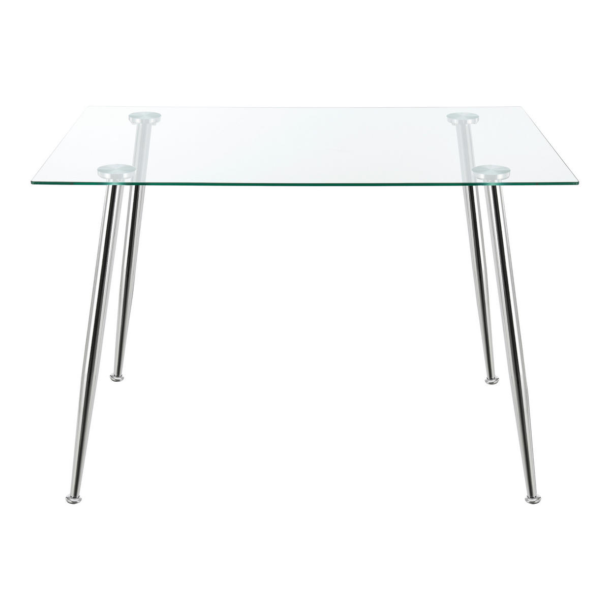 ESSTISCH Hyrynsalmi - Chromfarben/Transparent, Glas/Metall (70/110/75cm) - [en.casa]