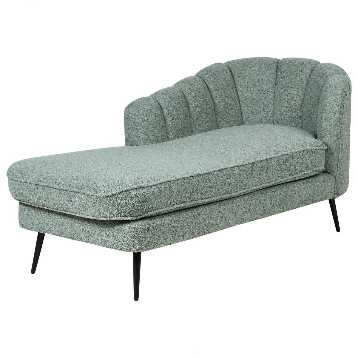 CHAISELONGUE Bouclé grün rechtsseitig Allier - Schwarz/Grün, Textil (150/75/76cm) - Beliani