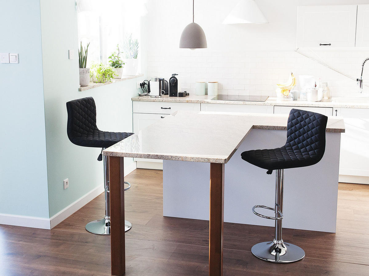 BARHOCKER 2er-Set Polsterbezug Schwarz Orlando - Schwarz, Textil/Metall (38/110/38cm) - Beliani