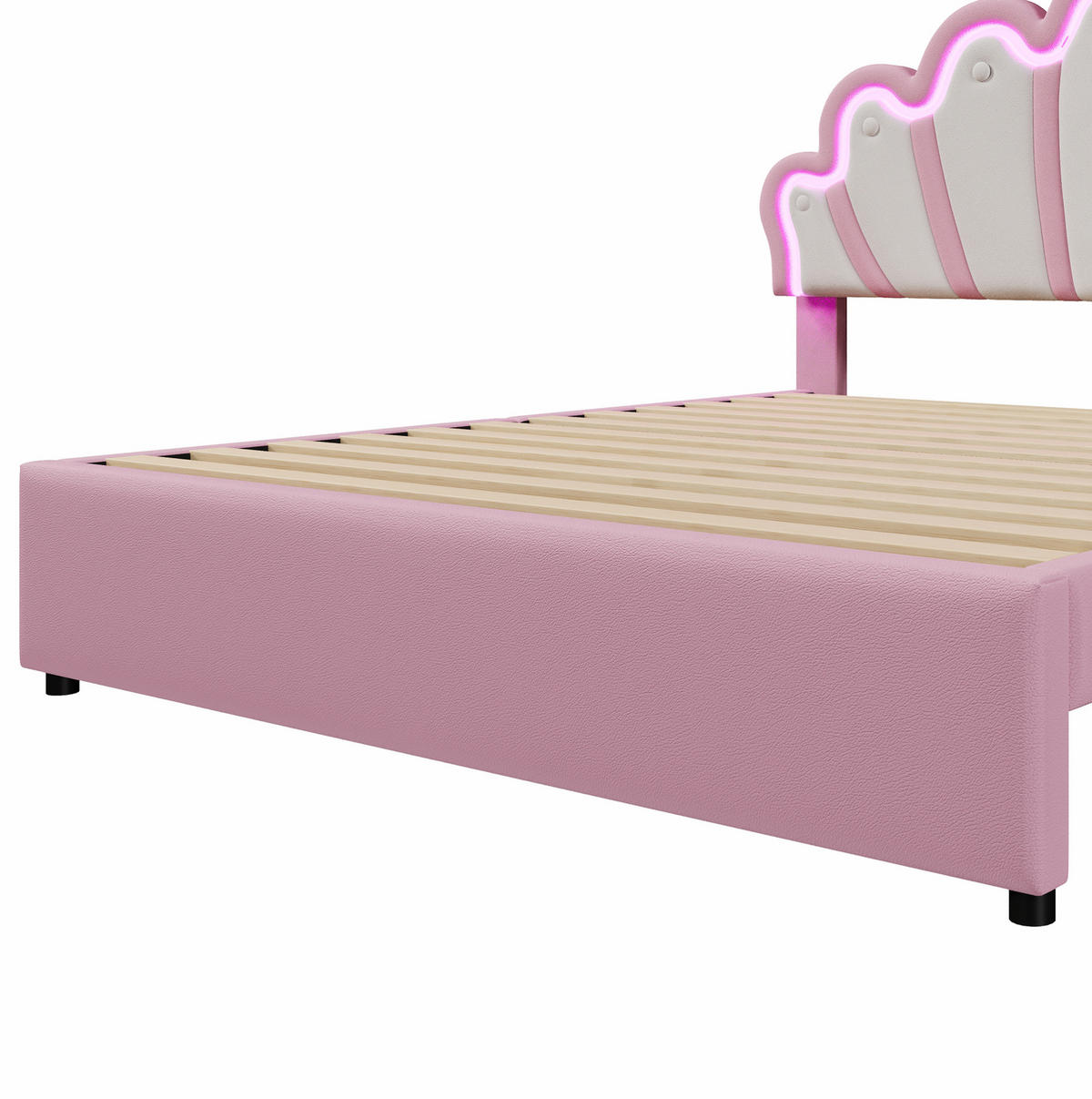 POLSTERBETT mit 2 Schubladen und Lichtleiste 140x200 cm PU Rosa - Pink, Holz (140/200cm) - Meubliv