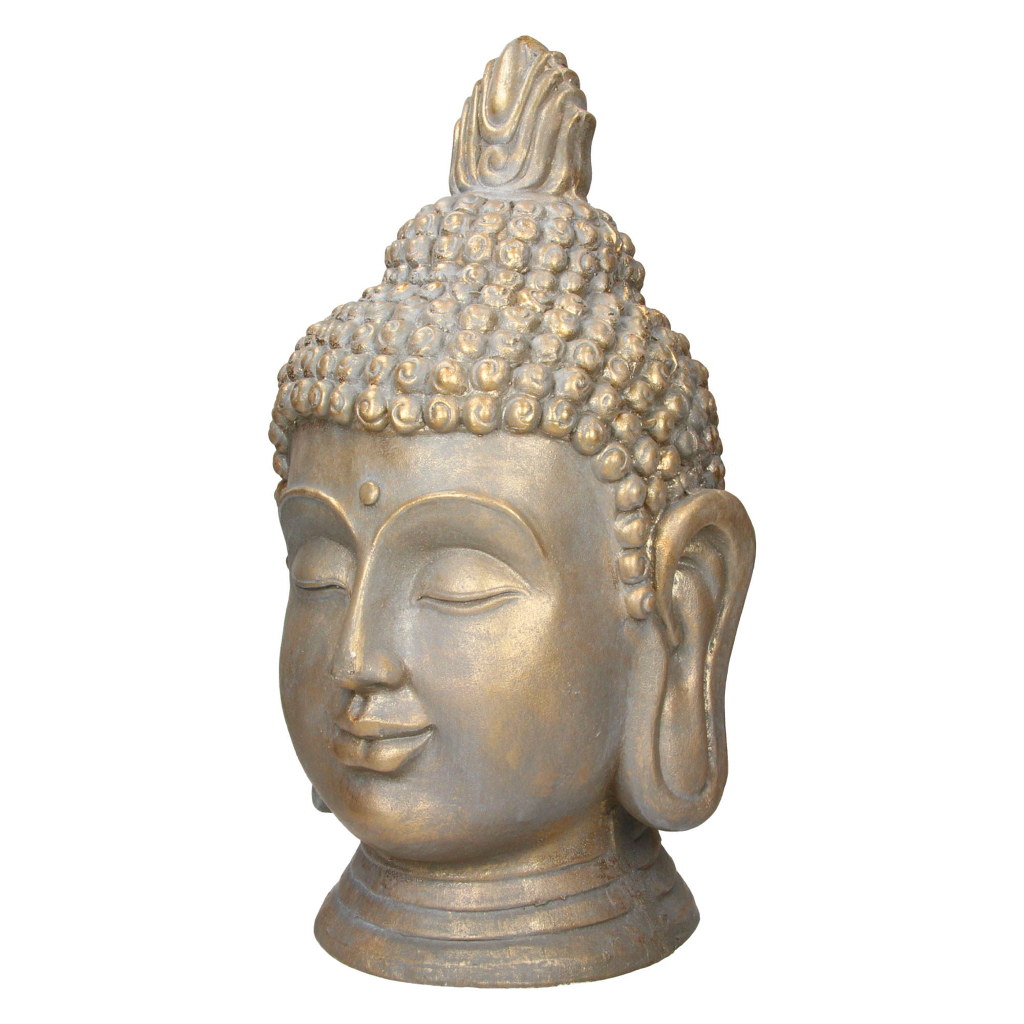 BUDDHA KOPF STATUE 74,5 cm - Bronzefarben, Kunststoff (38/74.5/42cm) - ECD-Germany