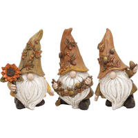 HERBSTDEKO Figuren 3er Set Kunstharz Zwerge 15 cm - Multicolor, Kunststoff (1/1/1cm)