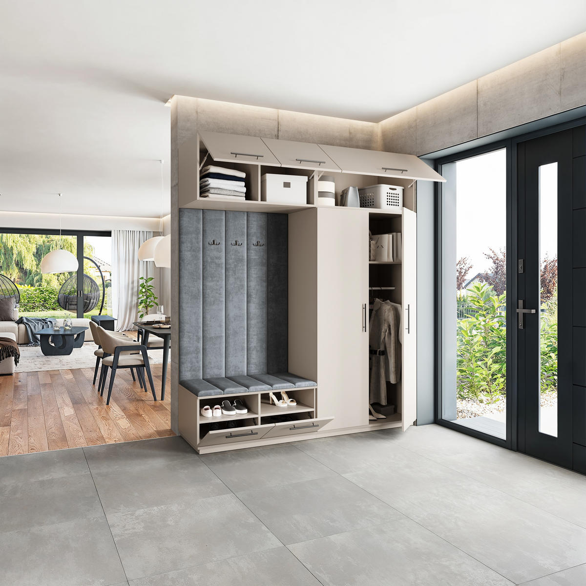 GARDEROBENSCHRANK REMA 200/240/60 cm Modern Garderobe-Set Kaschmir - Kaschmir/Grau, Holzwerkstoff (200/240/60cm) - MASSENO