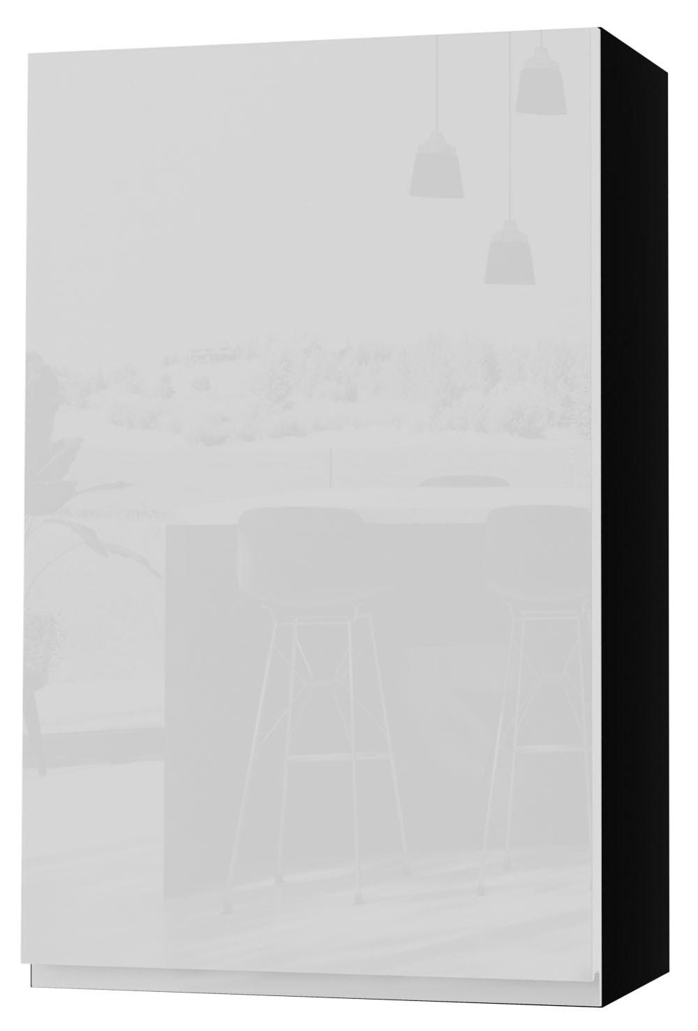 HÄNGESCHRANK Florence W4/60/1 Schwarz / RAL 9003 signalweiß HG 60 / 32,5 / 96cm - Türanschlag links - Weiß Hochglanz/Schwarz, Holz/Holzwerkstoff (60/96/32.5cm) - Feldmann-Wohnen