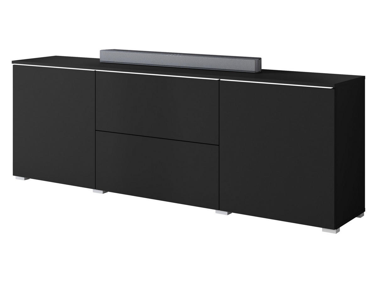 TV-LOWBOARD Vera 180 mit weißer LED Beleuchtung - Silberfarben/Graphitfarben, Holzwerkstoff/Kunststoff (180/62/35cm) - MIRJAN24