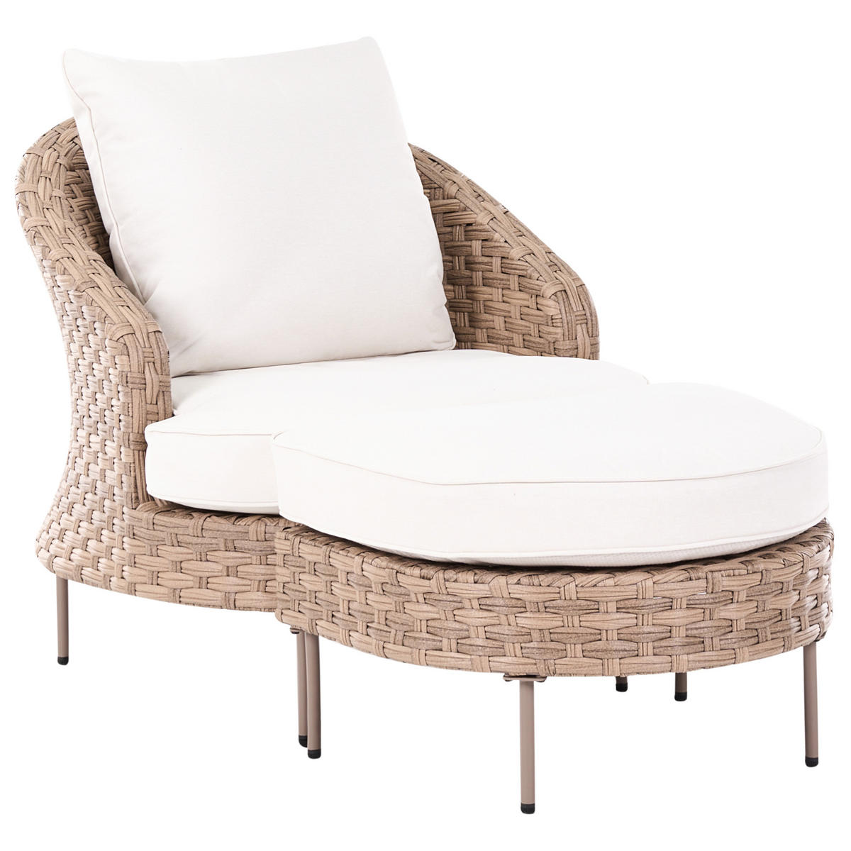 GARTENSESSEL mit Ottomane Polyrattan Braun Arcille - Braun, Kunststoff (80/80/93cm) - Beliani