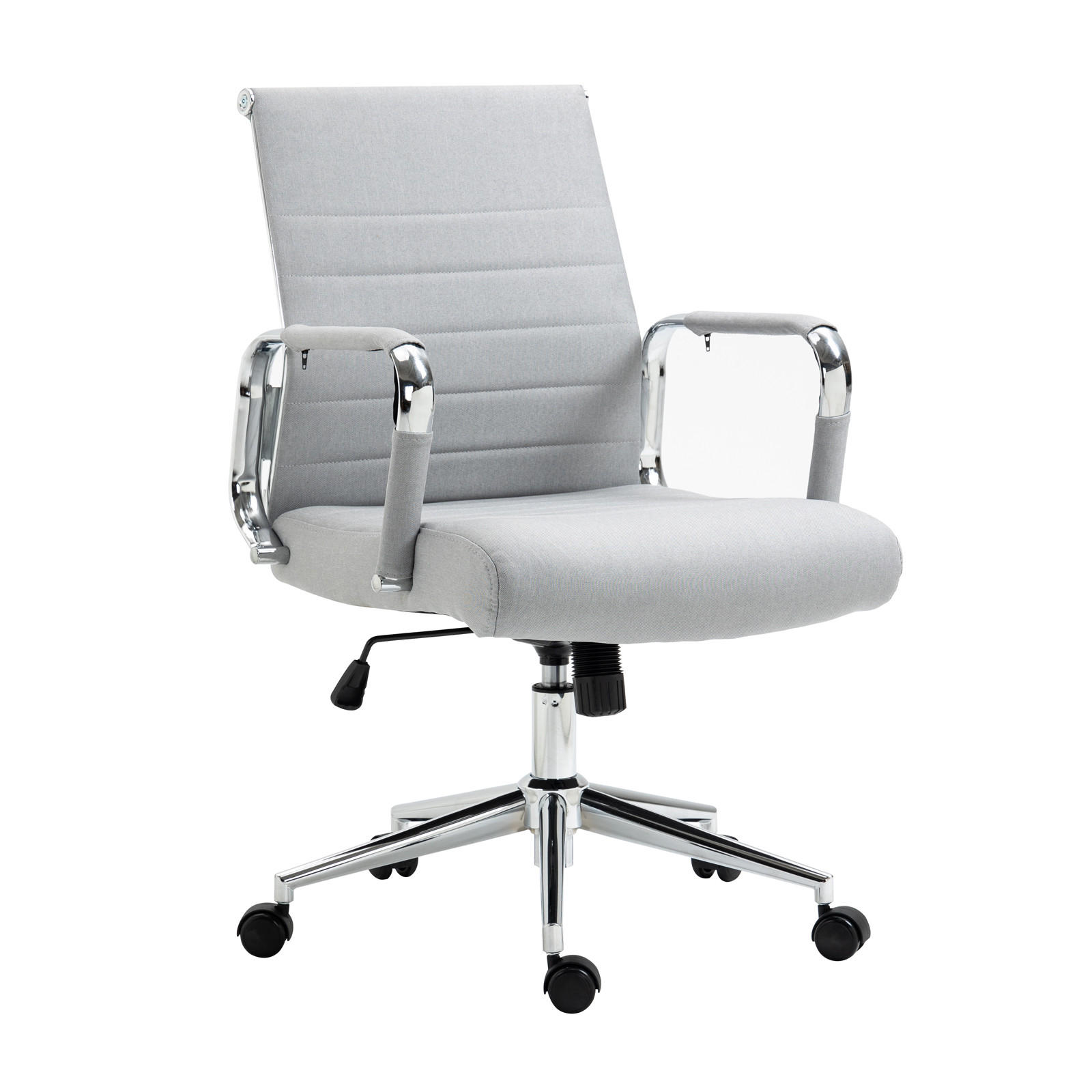 SCHREIBTISCHSTUHL OFFICE COMFORT LB Stoffbezug Dunkelgrau - Silberfarben/Hellgrau, Textil/Metall (56/103/64cm) - SVITA