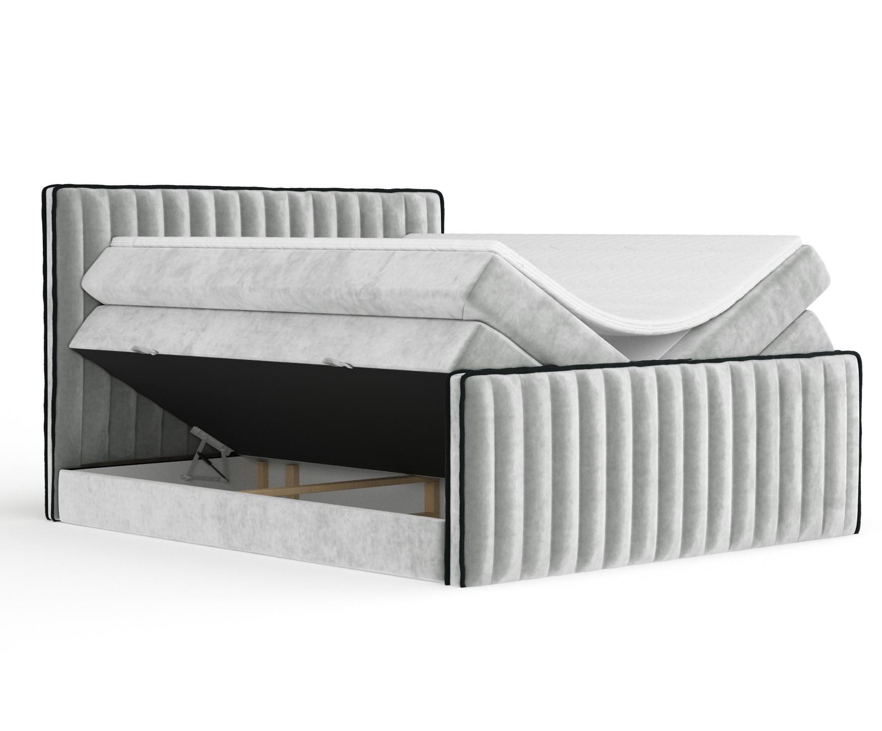 BOXSPRINGBETT Nocturne Hellgrau 140/200 cm - Hellgrau/Schwarz, Holz/Holzwerkstoff (140/200cm) - Maison de Reve
