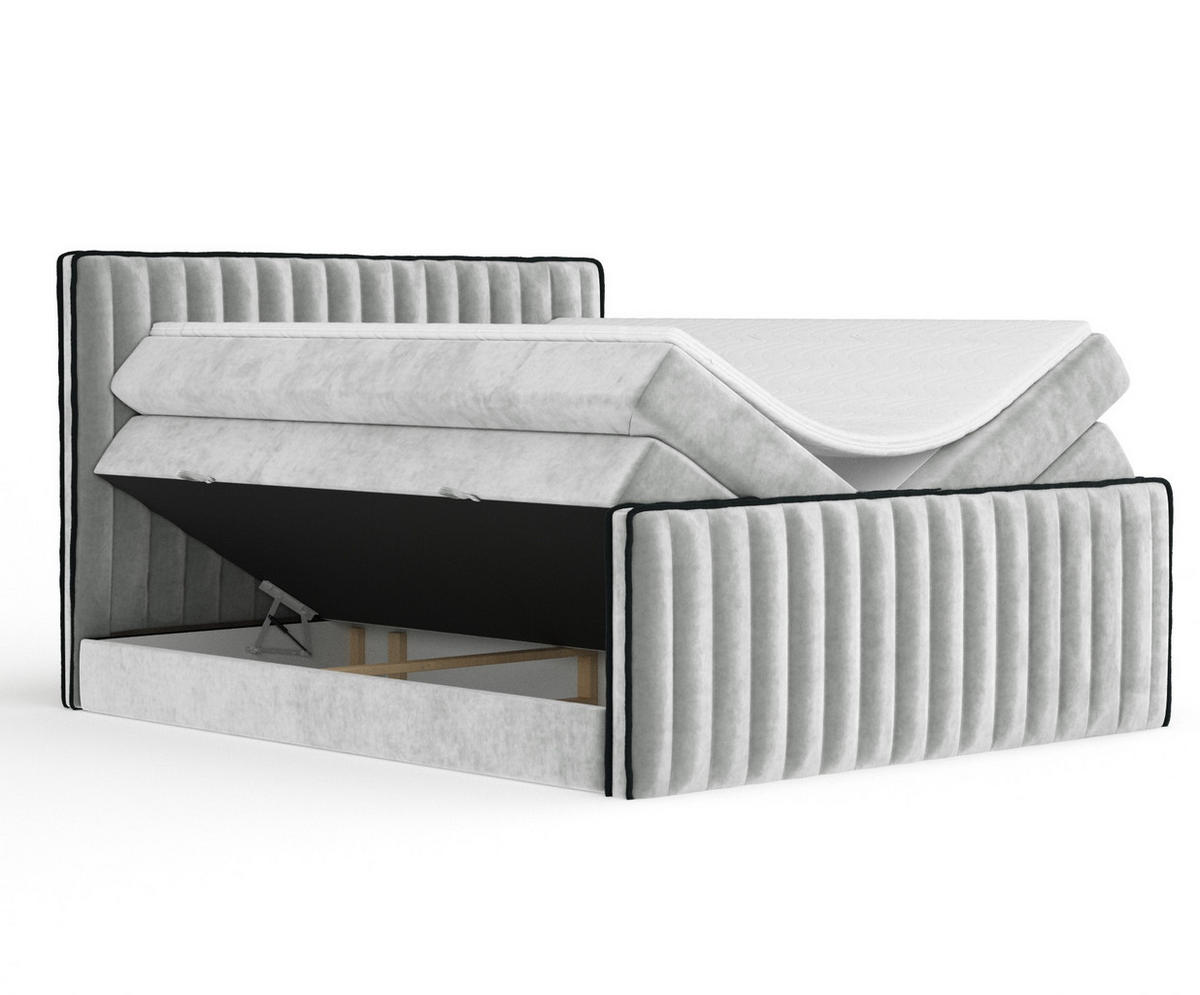 BOXSPRINGBETT Nocturne Hellgrau 180/200 cm - Hellgrau/Schwarz, Holz/Holzwerkstoff (180/200cm) - Maison de Reve