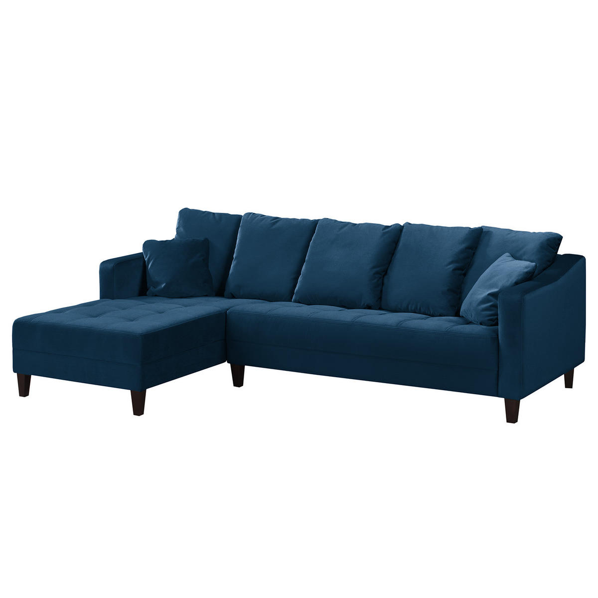 ECKSOFA mit Ottomane - Samt - Petrol, Textil (254/165cm) - home24
