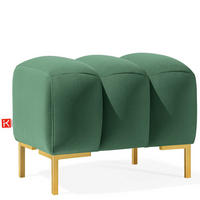 SITZHOCKER Polsterhocker PECCO, Veloursstoff - Dunkelgrün/Goldfarben, Holz/Textil (60/50/50cm) - KONSIMO®